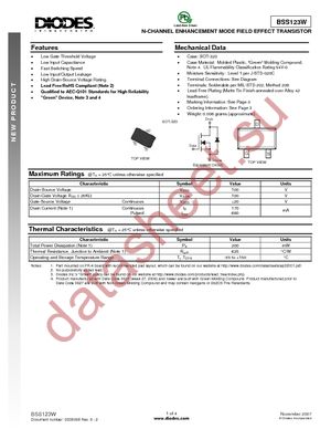 BSS123W-7-F datasheet  